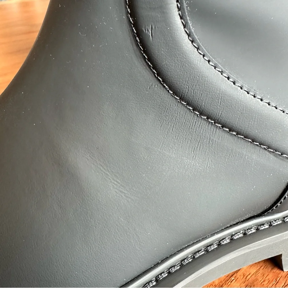 Louis Vuitton Black Matte Leather Winter Rain Boots